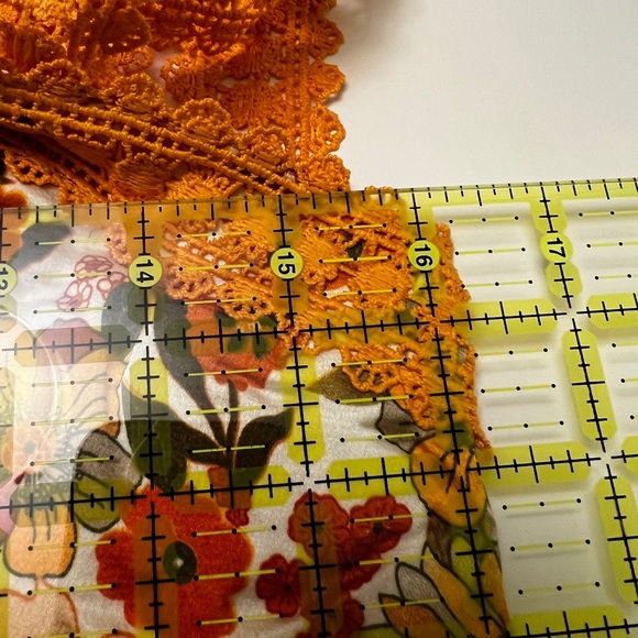 Vibrant Floral Maxi Dress Orange Crochet Straps Tiered Lined Boho Festival Med - Picture 8 of 11